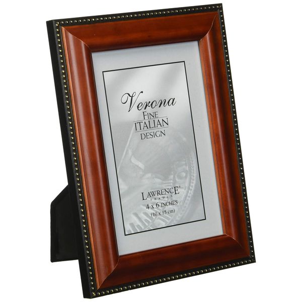 Lawrence Frames 198746 Walnut Wood 4x6 Picture Frame - Gold Bead Design