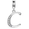 Jewellbox Letter C Initial Pendant Charm - 925 Sterling Silver