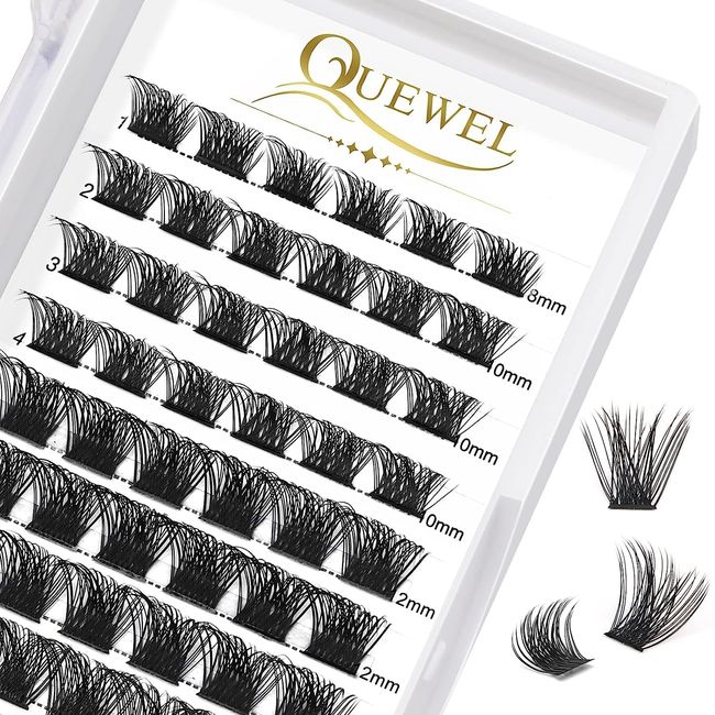 Individuelle Wimpern QUEWEL Einzelne Wimpern Cluster Lashes Mega D Curl MIX8-16 Wimpern Segmente Breit Fundament Wimpern Einzeln für Augen Make-up DIY Wimpernverlängerung(Mega-D-MIX)