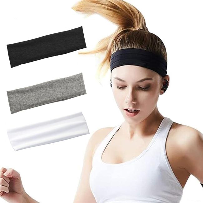 EODKSE Set aus 3 Yoga Stirnbändern aus Baumwolle mit Elastikband, rutschfest und dehnbar, Perfekt für Frauen beim Sport, Yoga, Laufen und im Fitnessstudio,