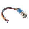 ESUPPORT 12V Car Vehicle Blue LED Light Interior Push Button Stainless Steel Toggle Switch Socket Plug Wire 19mm