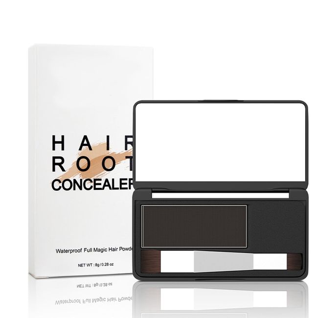 Instantly Hairline Powder,Quick Root Touch Up,Dark Brown Hairline Powder With Double Head Brush & Mirror,Natural Temporary Hair Colour,Eyebrow & Contour,Root Cover Up Powder,Long Wearing& Waterproof