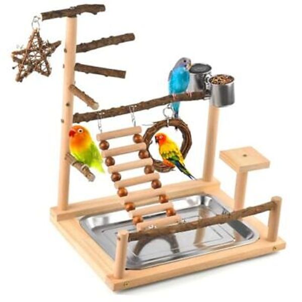 Bird Playground Bird Perch Stand Natural Parrot Playstand Parakeet Platform