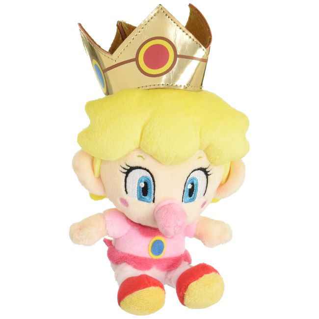 San-ei Boeki AC54 Super Mario All Star Collection Baby Peach Plush Toy, S, Size W 3.9 x D 3.3 x H 6.9 inches (10 x 8.5 x 17.5 cm)