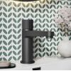 Fluted Koko Matt Black Deck Mounted Mono Basin Mixer Tap