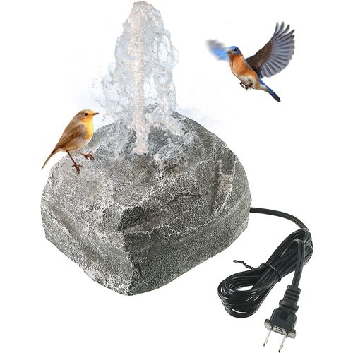 Saillong Bird Bath Water Fountain, Granite Air Pump Rock with Pump for Bird, Rock Waterfall Fountain, Feeder, Aquariums, Fish Tank (with Electric Power Source)
