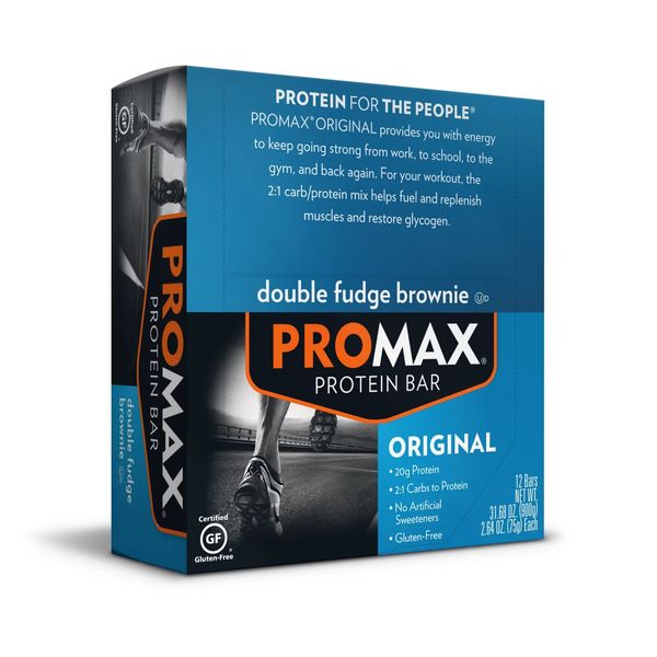 Promax Double Fudge Brownie, 20g High Protein, 12 Count Box