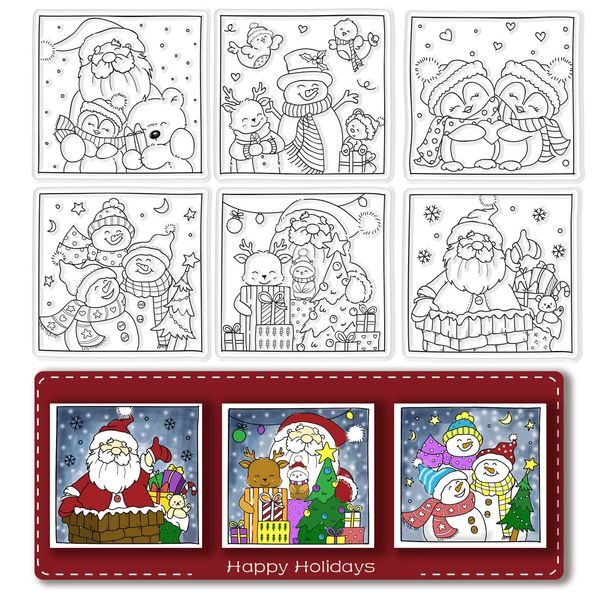 CRASPIRE Christmas Clear Stamp Santa Claus Snowman Silicone Stamp Seal Transparent Rubber Stamps for Christmas Card Making Decoration DIY Scrapbooking Decor Craft