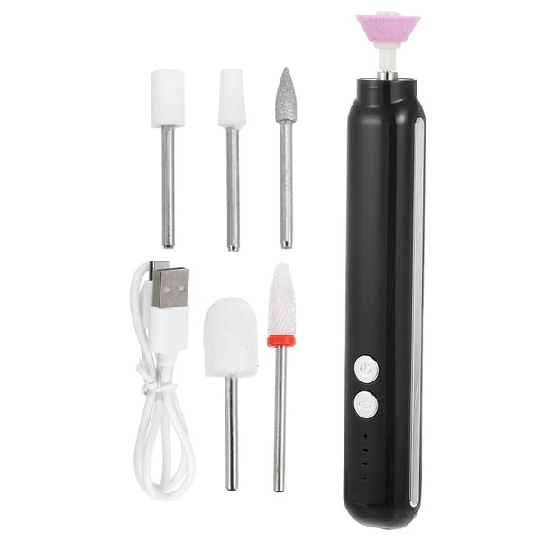 VOCOSTE Electric Nail File Set Nail Drill Machine Pedicure Set Nail Care Kit Portable Limbs Nail Care Trimmer for Home Salon ABS 1 Set Black