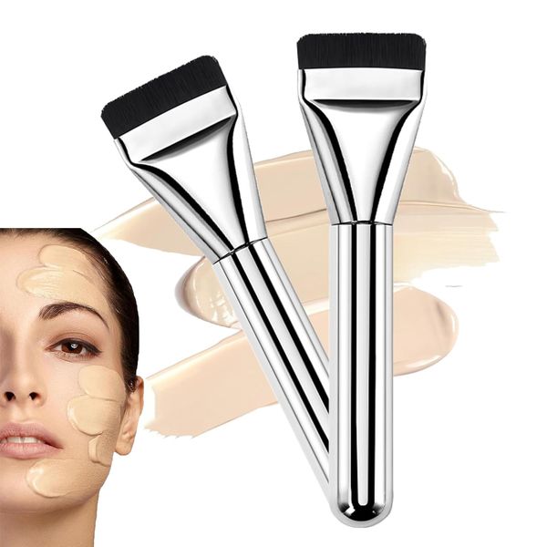 2Pcs Ultra Thin Foundation Brush,Flacher Foundation Pinsel