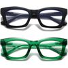 2 Pack Oprah Style Reading Glasses for Women Men Blue Light Blocking Computer Sq