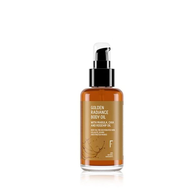 Freshly Cosmetics Golden Radiance Body Oil feuchtigkeitsspendendes Körperöl. Dehnungsstreifenöl für den Körper und während der Schwangerschaft. 100ml.