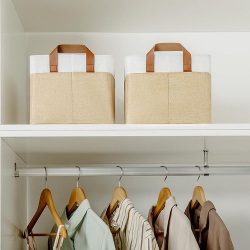 GRANNY SAYS Storage Baskets for Shelves, Shelf Baskets for Shelf, Fabric Storage Bins with Metal Frame, Towel Organizer for Closet, Closet Organizers and Storage, Khaki, 2-Pack