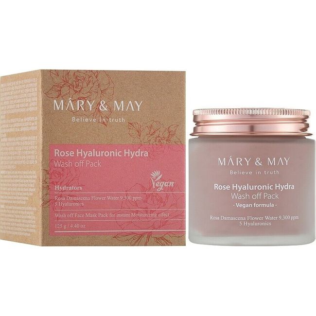 Mary & May Rose Hyaluronic Hydra Wash Off Pack 4.04 oz with Kaolin, Cica