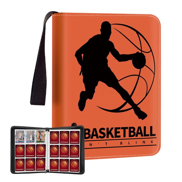 WeoTca 900 Pockets Basketball Card Binder, Collections Trading Card Binder 50 Pages Double-Sided Cards Holder with Zipper 3-Ring Card Album for Sports Card Sleeves Protectors Albums