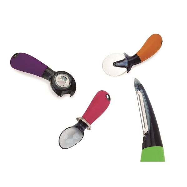 Fresco 4pc Pro Kitchen Tool Set - Peeler, Opener, Pizza Cutter & Ice Cream Scoop