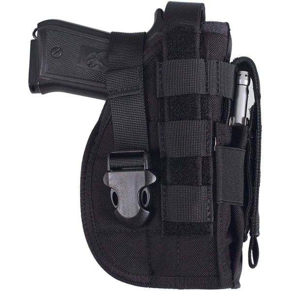 ACEXIER Universal Tactical Gun Holster Right Hand Molle Pistol Holster Combat Airsoft Waist Belt Holster for 1911 45 92 96 Glock(Black)