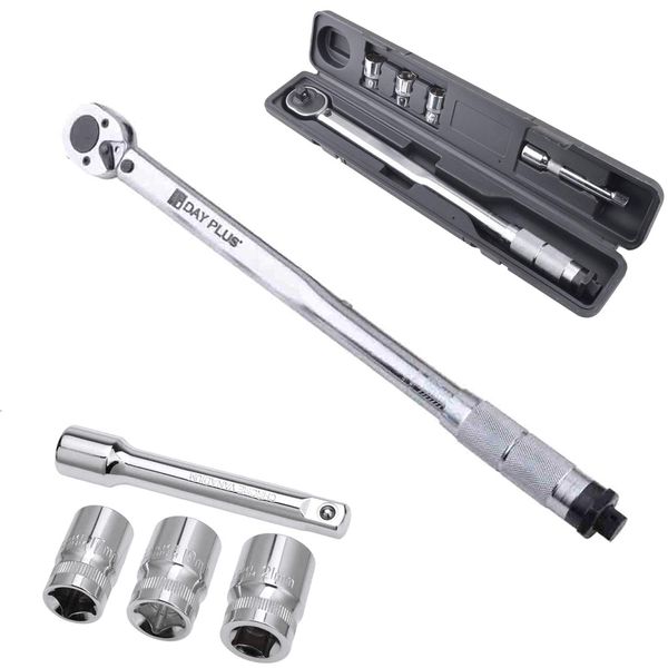 Autofather Ratchet Torque Wrench 28-210Nm, 1/2" Wheel Bolt Wheel Nut Wrench incl. Extension & Wheel Bolt Sockets 17mm-19mm-21mm