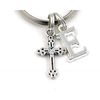 SILVER KNIGHT Cross Key Ring, Personalized Christian Keyring, Initial Keychain,Religious Gift Bag