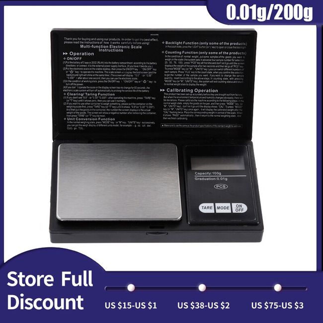 200g 0.01g Jewelry Mini Scales Stainless Steel Electronic Scale