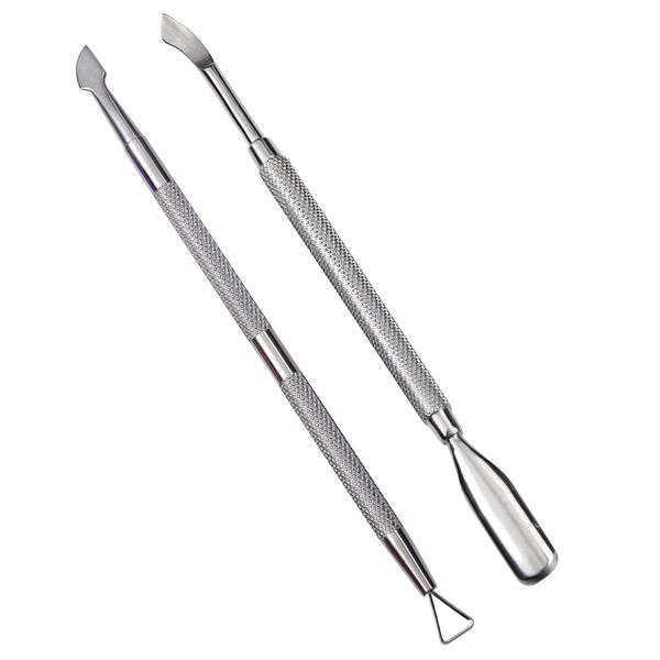 luoshaPUCY 2 Pezzi Spingi Cuticole Professionale per Unghie a Doppia Testa Cuticle Pushers in Acciaio Inox, Set con Spingicuticole per le Cuticole di Mani e Piedi