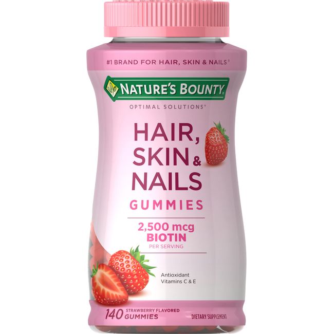 Nature s Bounty Optimal Solutions オプティマルソリューション 髪 肌 爪 イチゴ風味 2 500mcg グミ140粒