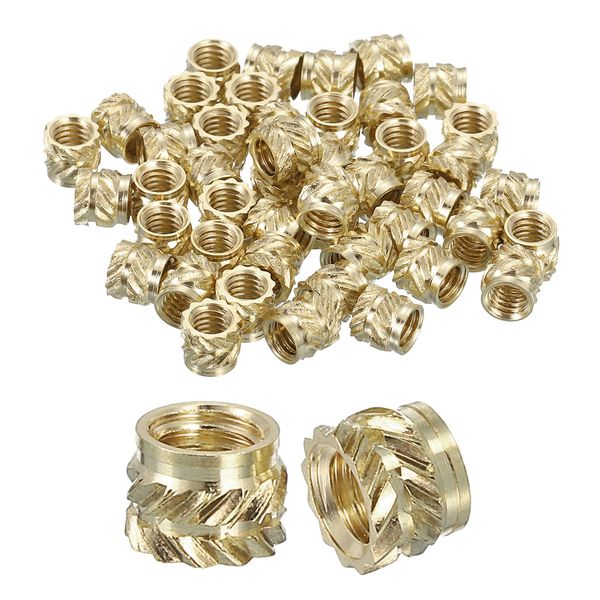 uxcell Insert Nuts with Knobs 50pcs M4x4mm Lx5.5mm OD Brass Nuts for 3D Printing Insert Nuts Brass Heatset Insert Embedded Nuts