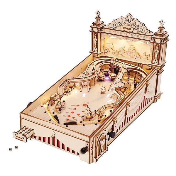 Pinball Machine 3D Wooden Puzzle For Adults Mechanical Tabletop DIY Assemble Toy