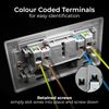 BG Electrical NBS22G Double Switched Power Socket, Brushed Steel, 13 Amp