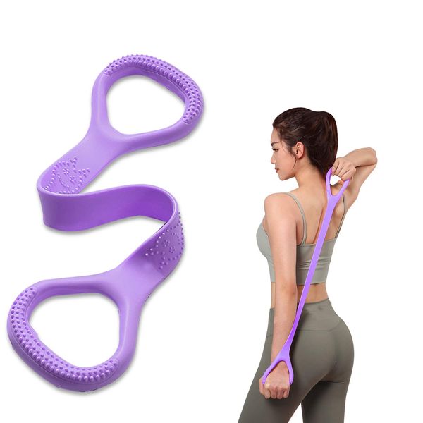 Kvittra Figure 8 Resistance Band, Arm Back Shoulder Exercise Elastic Rope Stretch Fitness Band, Foot, Leg, Hand Stretcher, Arm Exerciser for Yoga Pilates Stretching Physical Therapy, Home Gym Workout