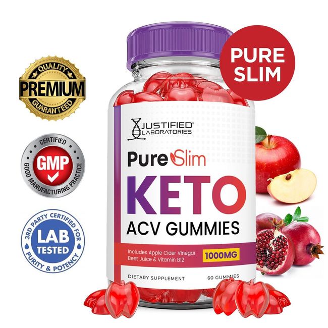 Pure Slim Keto ACV Gummies 1000MG Apple Cider Vinegar 60 Gummys