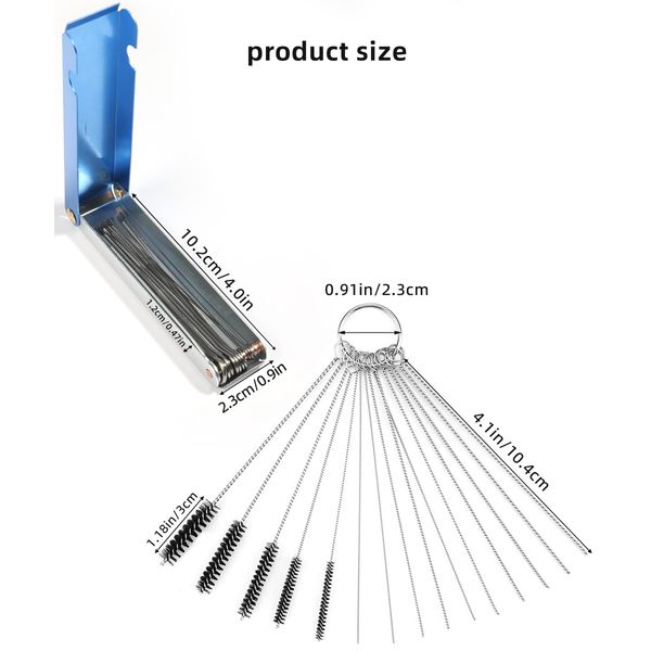 AOCISKA Carburetor Cleaner,Carburetor Carbon Cleaner Airbrush Cleaning Kit,13 Cleaning Wires Set,5 Nylon Brushes,10 Cleaning Needles,Carburetor Cleaning Kit for Motorcycle