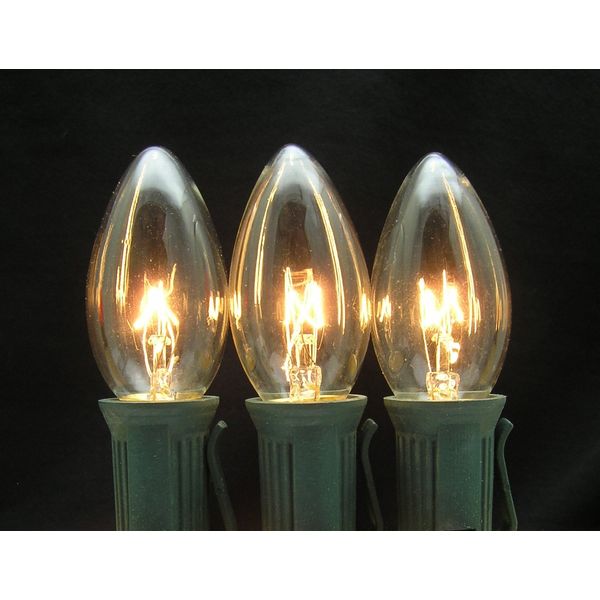 25 Pack 7 Watt C9 Clear Incandescent Light Bulb, Intermediate Base