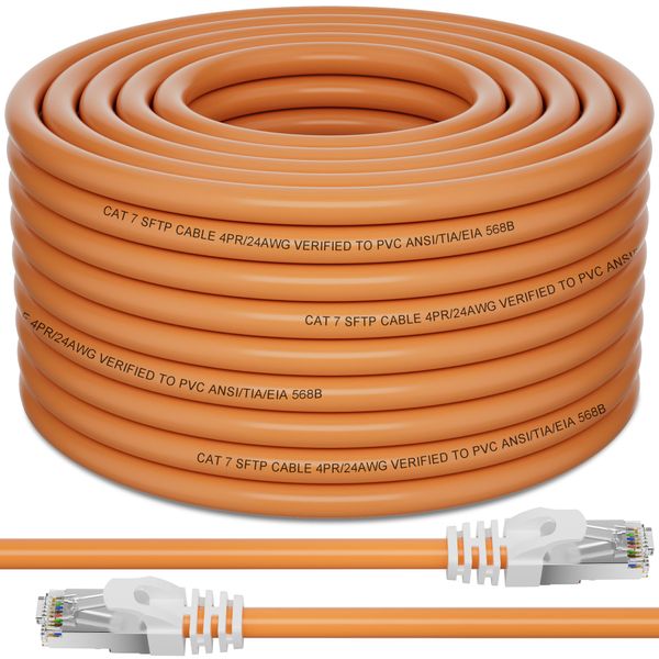 30m Cat 7 Ethernet Cable, Internet Cable 30m High Speed Gigabit 10Gbps, Long LAN Wlan Cable, Shielded S/FTP Network Patch Cable for Router Modem
