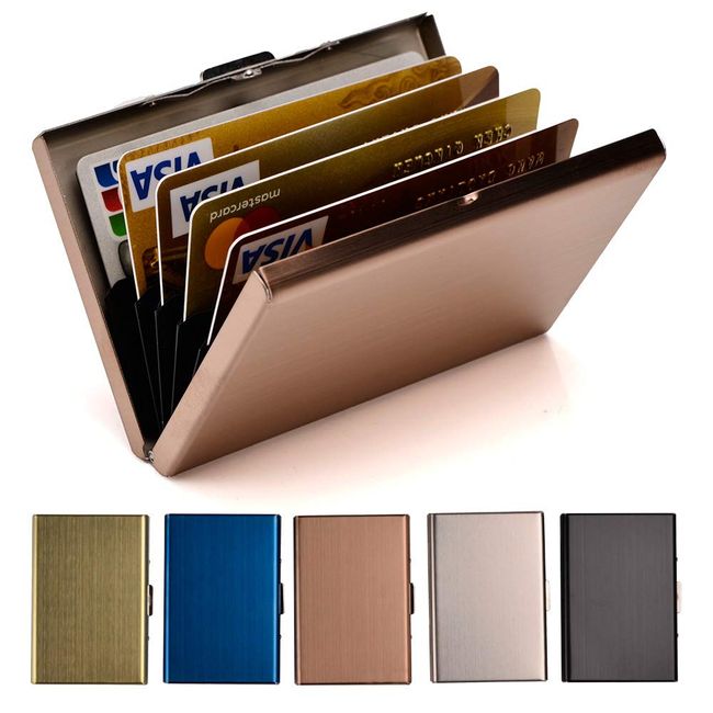 EASTNIGHTS RFID Credit Card Holder Metal Wallet Stainless Steel Credit Card Protector Case Business Card Holder for Men or Women