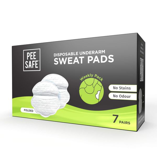 PEESAFE Disposable Underarm Sweat Pads - Folded(14 Pads) | Armpit Sweat Pads Women & Men | Prevent Stain | Absorbs Sweat & Unpleasant Odour | Underarm Sweat Pads for Women Armpits | Underarm pad