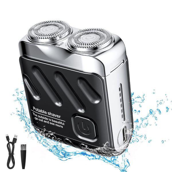 Mini Razor Men, Bestcool Electric Shaver Wet Dry Shaver for Balding Wireless USB Rotation Shaver Care Set Travel Shaver Christmas Gift for Men Head, Face, Skin