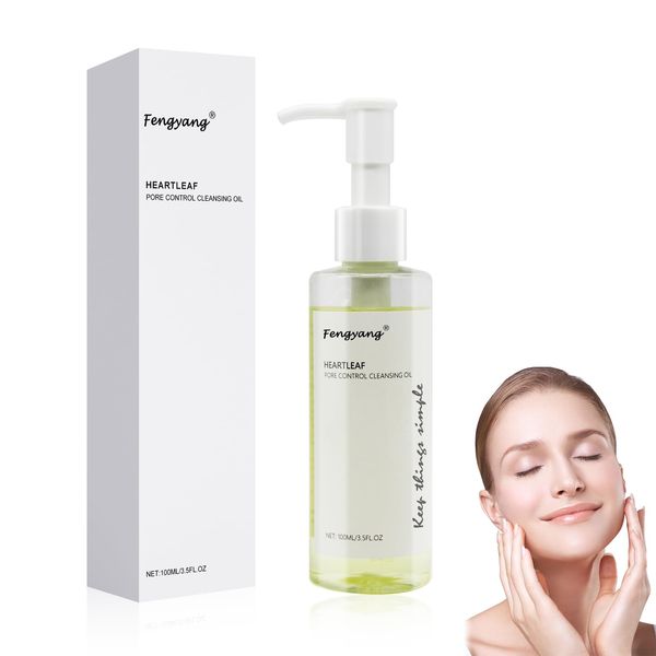 Fengyang® Olio detergente, Cleansing Oil, Cleansing Foam, Heartleaf, Skincare, Olio Detergente Per Il Controllo Dei Pori, Struccante Vegetale, Detergente Per Punti Neri