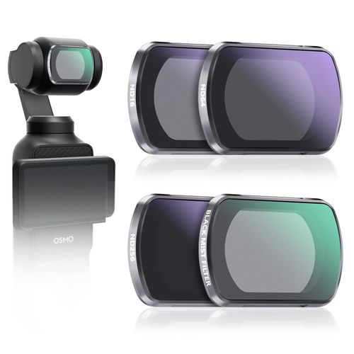 IZEAFH Black Mist Filter ND Filters Set for DJI Osmo Pocket 3 Creative Filter Beauty Soft Filters Creator Combo Camera Accessories-4 Pack(Black Mist ND16 ND64 ND256)