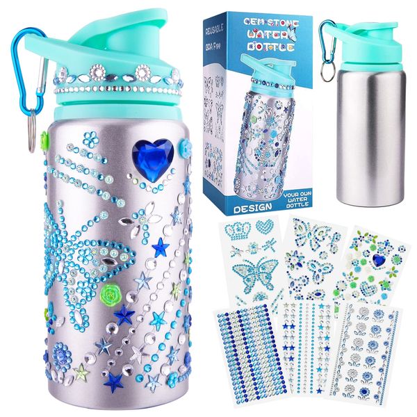 Gift for Girls, Decorate Create Your Own Water Bottles Kit for Girls, Easter Basket Stuffers, Girls DIY Arts and Crafts Toys for Children Ages 4-6-8-12, Birthday Valentines Gifts for Kids Gift Ideas