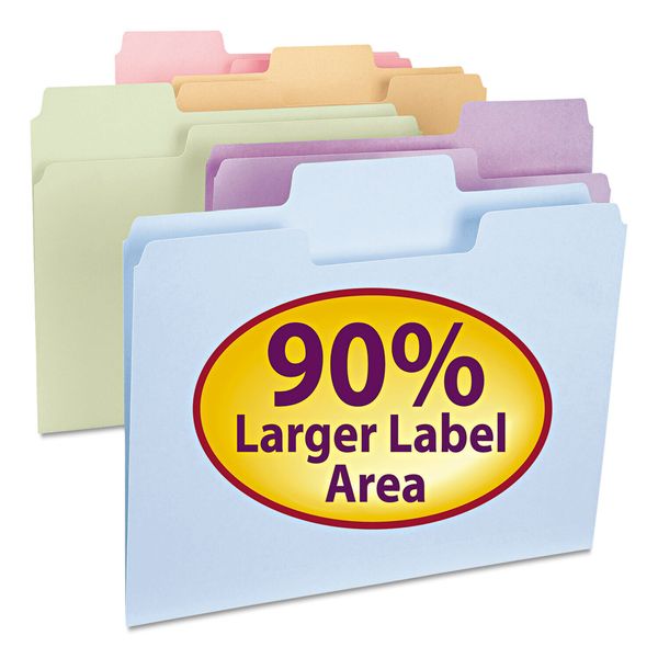 Smead SuperTab File Folders 1/3 Cut Top Tab Letter Assorted Colors 100/Box 11961