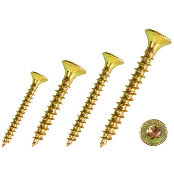 Chipboard Screws Full Thread Galvanised Yellow Torx TX (200, 4.5 x 60 mm)