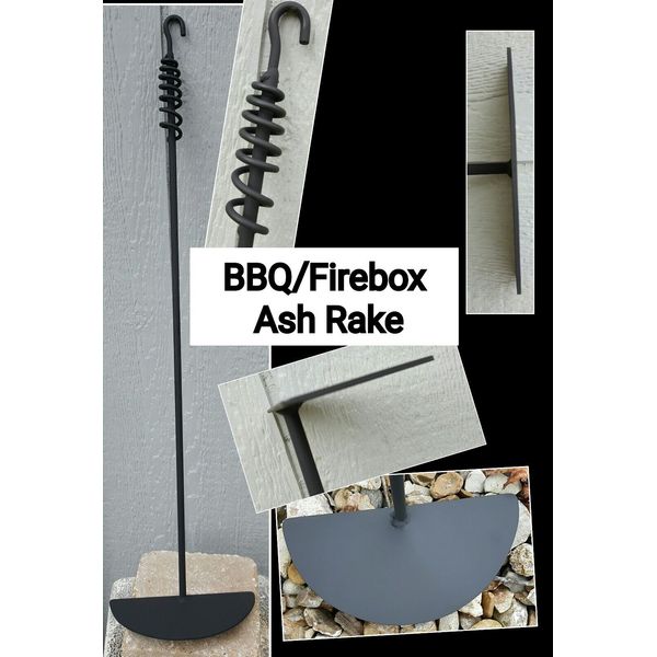 BBQ/Fire Box Round Ash/Coal Rake 18", 27" or 36", Custom Made by a Blacksmith