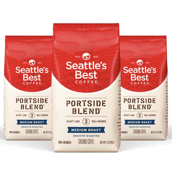 Seattle's Best Coffee Portside Blend Medium Roast Ground Coffee | 12 Ounce Bags (Pack of 3)