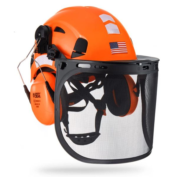 Forestry Safety Helmet Chainsaw Helmet with Mesh Face Shield and Ear Muffs 3 in 1 Forestry Hard Hat