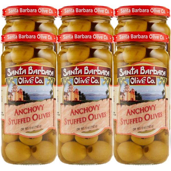 Santa Barbara Olive Stuffed Olives, Anchovy, 5 Ounce (Pack of 6)