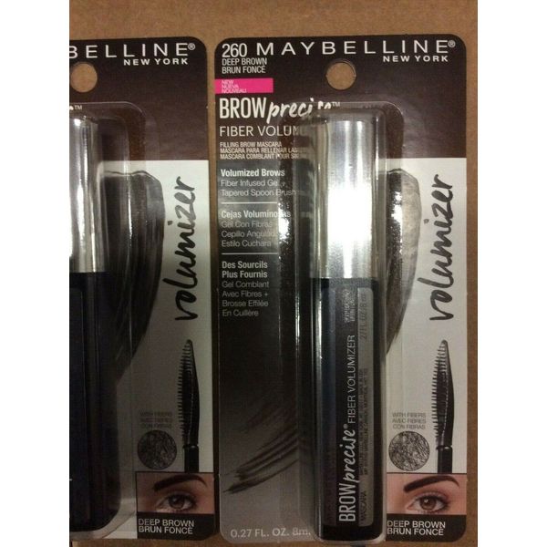 LOT OF 3 Maybelline Brow Precise Fiber Volumizer Eyebrow Mascara DEEP BROWN #260