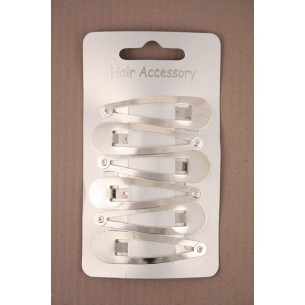 6 Silver Shiny Hair Slides IN305