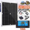 200W Solar Panel Kit 100A 12V Battery Charger w/ Controller Caravan Boat Outdoor