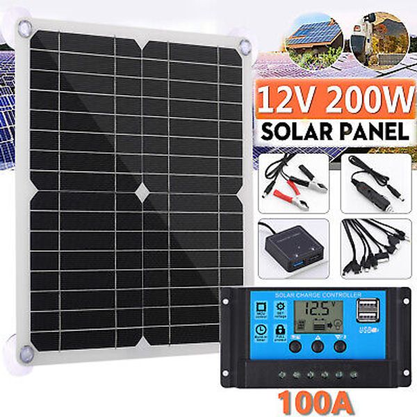 200W Solar Panel Kit 100A 12V Battery Charger w/ Controller Caravan Boat Outdoor